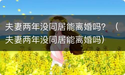 夫妻两年没同居能离婚吗？（夫妻两年没同居能离婚吗）