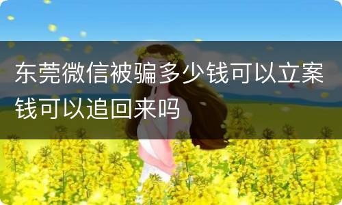 东莞微信被骗多少钱可以立案钱可以追回来吗