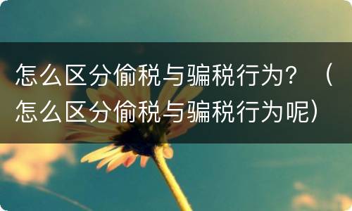 怎么区分偷税与骗税行为？（怎么区分偷税与骗税行为呢）