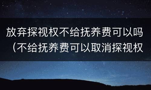 放弃探视权不给抚养费可以吗（不给抚养费可以取消探视权）