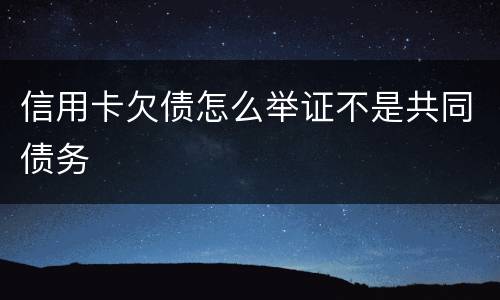 信用卡欠债怎么举证不是共同债务