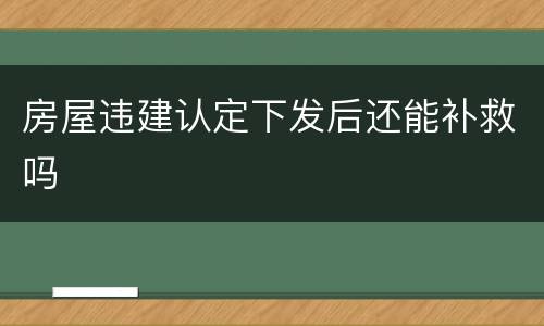 房屋违建认定下发后还能补救吗