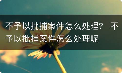 不予以批捕案件怎么处理？ 不予以批捕案件怎么处理呢