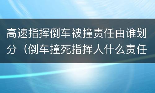 高速指挥倒车被撞责任由谁划分（倒车撞死指挥人什么责任）