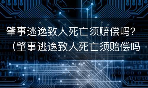 肇事逃逸致人死亡须赔偿吗？（肇事逃逸致人死亡须赔偿吗多少钱）