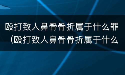 殴打致人鼻骨骨折属于什么罪（殴打致人鼻骨骨折属于什么罪）