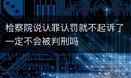 检察院说认罪认罚就不起诉了一定不会被判刑吗