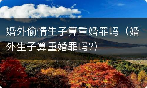 婚外偷情生子算重婚罪吗（婚外生子算重婚罪吗?）