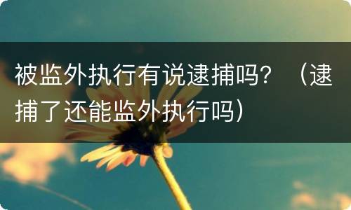 被监外执行有说逮捕吗？（逮捕了还能监外执行吗）