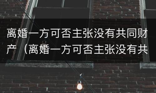 离婚一方可否主张没有共同财产（离婚一方可否主张没有共同财产权）