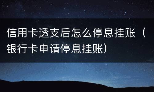 信用卡透支后怎么停息挂账（银行卡申请停息挂账）