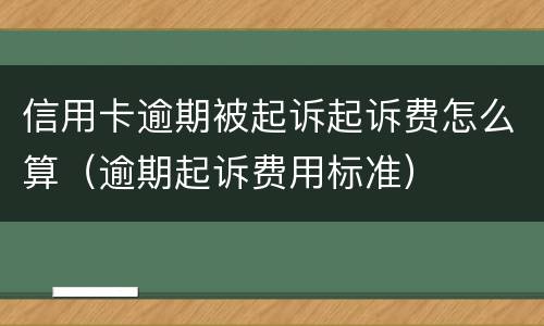 信用卡逾期被起诉起诉费怎么算（逾期起诉费用标准）