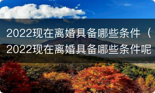 2022现在离婚具备哪些条件（2022现在离婚具备哪些条件呢）