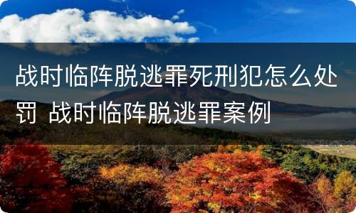 战时临阵脱逃罪死刑犯怎么处罚 战时临阵脱逃罪案例