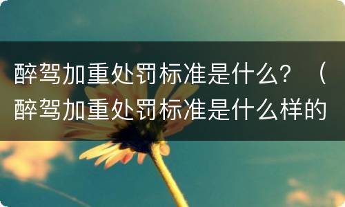 醉驾加重处罚标准是什么？（醉驾加重处罚标准是什么样的）
