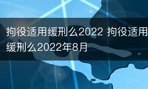 拘役适用缓刑么2022 拘役适用缓刑么2022年8月