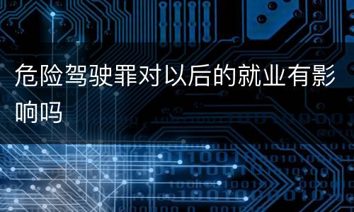 危险驾驶罪对以后的就业有影响吗