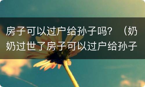 房子可以过户给孙子吗？（奶奶过世了房子可以过户给孙子吗）