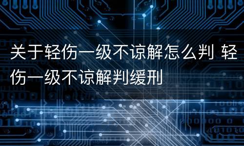 关于轻伤一级不谅解怎么判 轻伤一级不谅解判缓刑