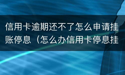 信用卡逾期还不了怎么申请挂账停息（怎么办信用卡停息挂账）