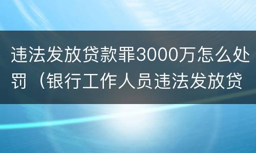 违法发放贷款罪3000万怎么处罚（银行工作人员违法发放贷款罪300万如何定罪）