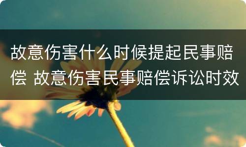 故意伤害什么时候提起民事赔偿 故意伤害民事赔偿诉讼时效