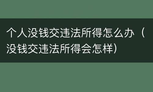 个人没钱交违法所得怎么办（没钱交违法所得会怎样）