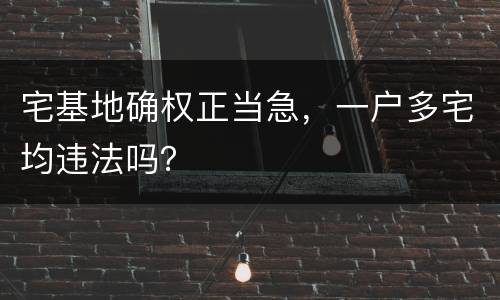 宅基地确权正当急，一户多宅均违法吗？