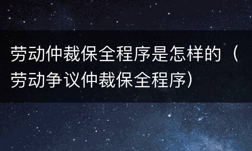 劳动仲裁保全程序是怎样的（劳动争议仲裁保全程序）