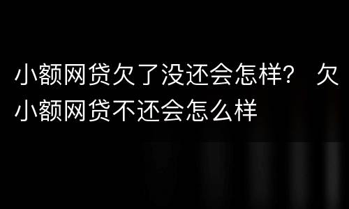 小额网贷欠了没还会怎样？ 欠小额网贷不还会怎么样