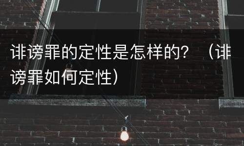诽谤罪的定性是怎样的？（诽谤罪如何定性）