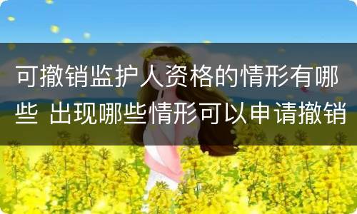 可撤销监护人资格的情形有哪些 出现哪些情形可以申请撤销监护人资格?