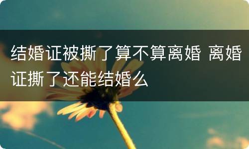 结婚证被撕了算不算离婚 离婚证撕了还能结婚么