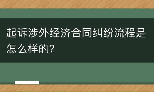 起诉涉外经济合同纠纷流程是怎么样的？