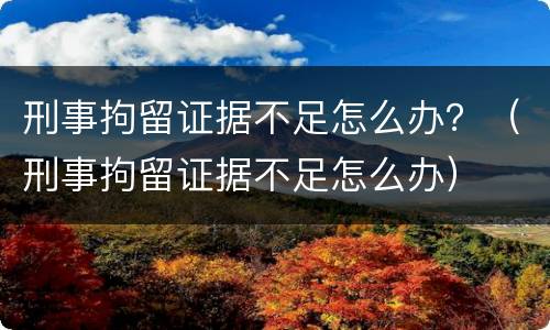 刑事拘留证据不足怎么办？（刑事拘留证据不足怎么办）