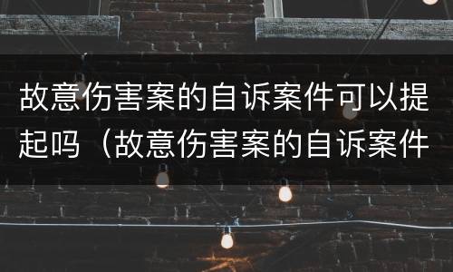 故意伤害案的自诉案件可以提起吗（故意伤害案的自诉案件可以提起吗法院）