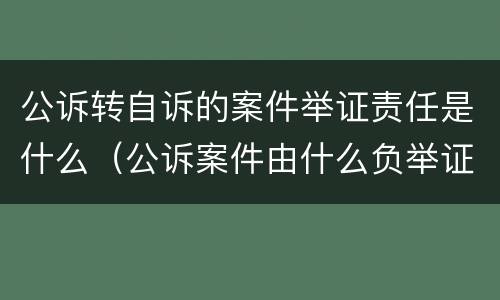 公诉转自诉的案件举证责任是什么（公诉案件由什么负举证责任）