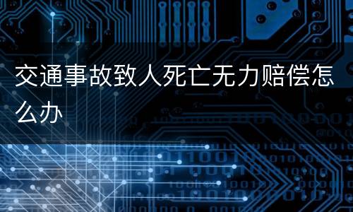 交通事故致人死亡无力赔偿怎么办