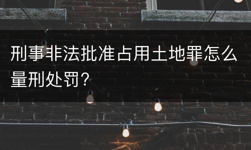 刑事非法批准占用土地罪怎么量刑处罚?