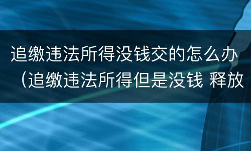 追缴违法所得没钱交的怎么办（追缴违法所得但是没钱 释放后继续追缴吗）