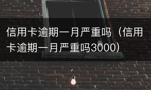 信用卡逾期一月严重吗（信用卡逾期一月严重吗3000）