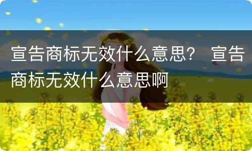 宣告商标无效什么意思？ 宣告商标无效什么意思啊