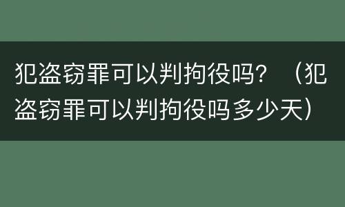 犯盗窃罪可以判拘役吗？（犯盗窃罪可以判拘役吗多少天）