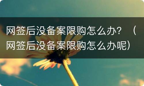 网签后没备案限购怎么办？（网签后没备案限购怎么办呢）