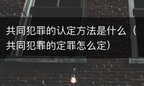 共同犯罪的认定方法是什么（共同犯罪的定罪怎么定）