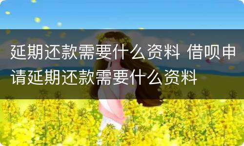 延期还款需要什么资料 借呗申请延期还款需要什么资料