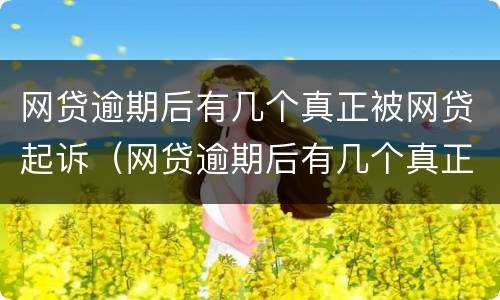 网贷逾期后有几个真正被网贷起诉（网贷逾期后有几个真正被网贷起诉了）