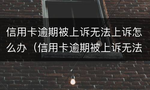 信用卡逾期被上诉无法上诉怎么办（信用卡逾期被上诉无法上诉怎么办呢）