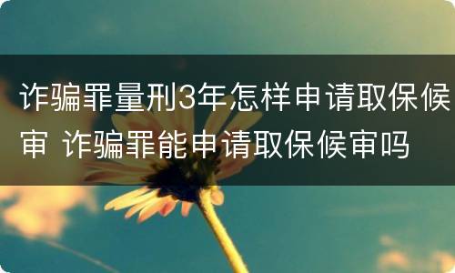 诈骗罪量刑3年怎样申请取保候审 诈骗罪能申请取保候审吗