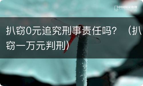 扒窃0元追究刑事责任吗？（扒窃一万元判刑）